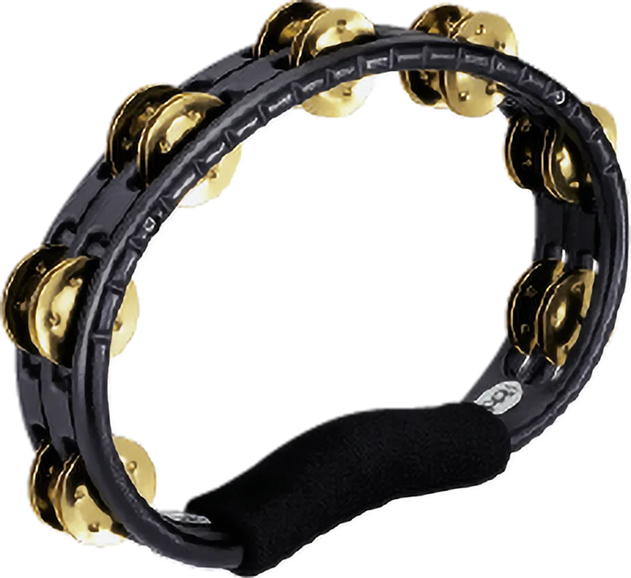 Traditional Hand ABS Tambourine - Brass - Black