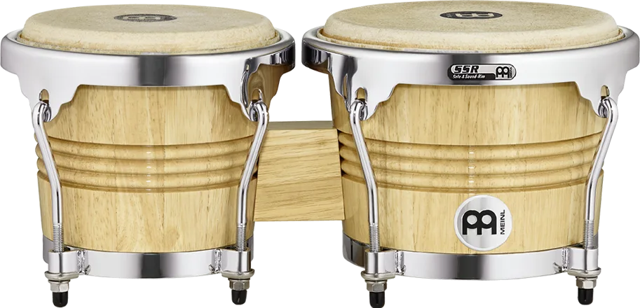 6 3/4" & 8" Wood Bongo - Natural Gloss - Chrome