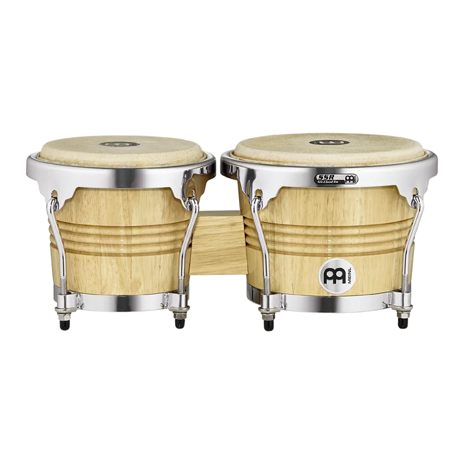 6 3/4" & 8" Wood Bongo - Natural Gloss - Chrome