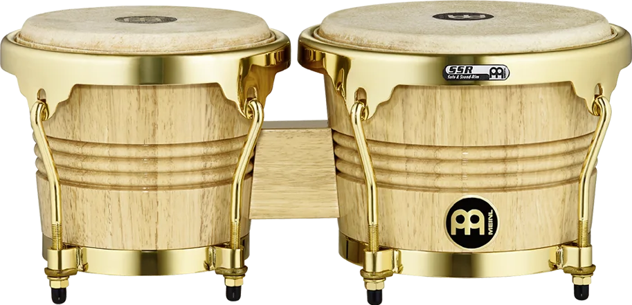 6 3/4" & 8" Wood Bongo - Natural Gloss - Gold