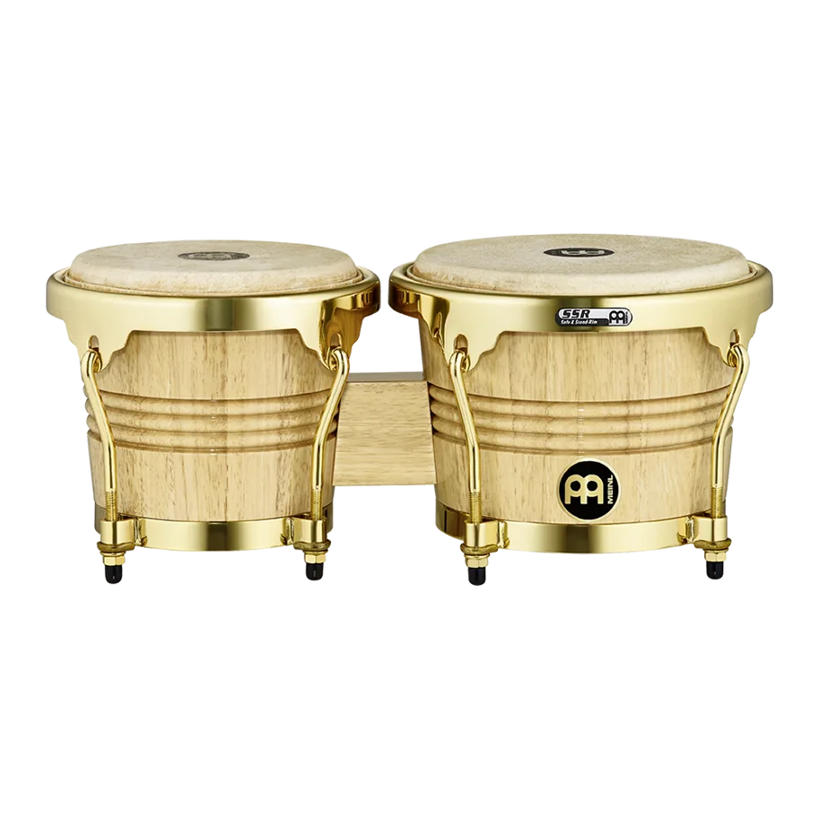 6 3/4" & 8" Wood Bongo - Natural Gloss - Gold