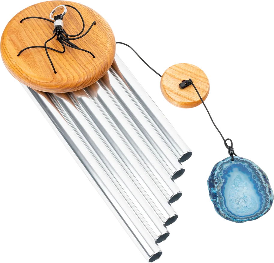 Blue Agate Meditation Chime 29" - Silver