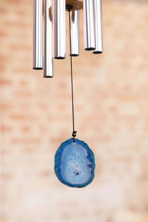 Blue Agate Meditation Chime 29" - Silver