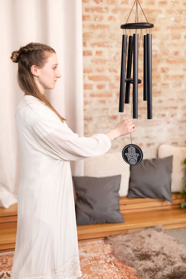 Hamsa Meditation Chime 36" - Black