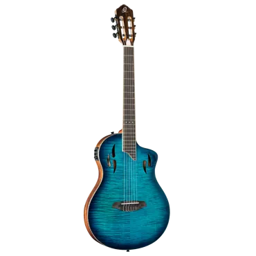 TourPlayer Deluxe Nylon Guitar - Flamed Maple Blue