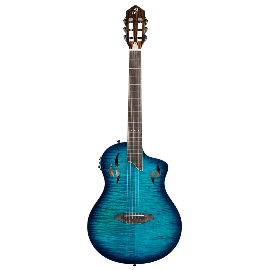 TourPlayer Deluxe Nylon Guitar - Flamed Maple Blue