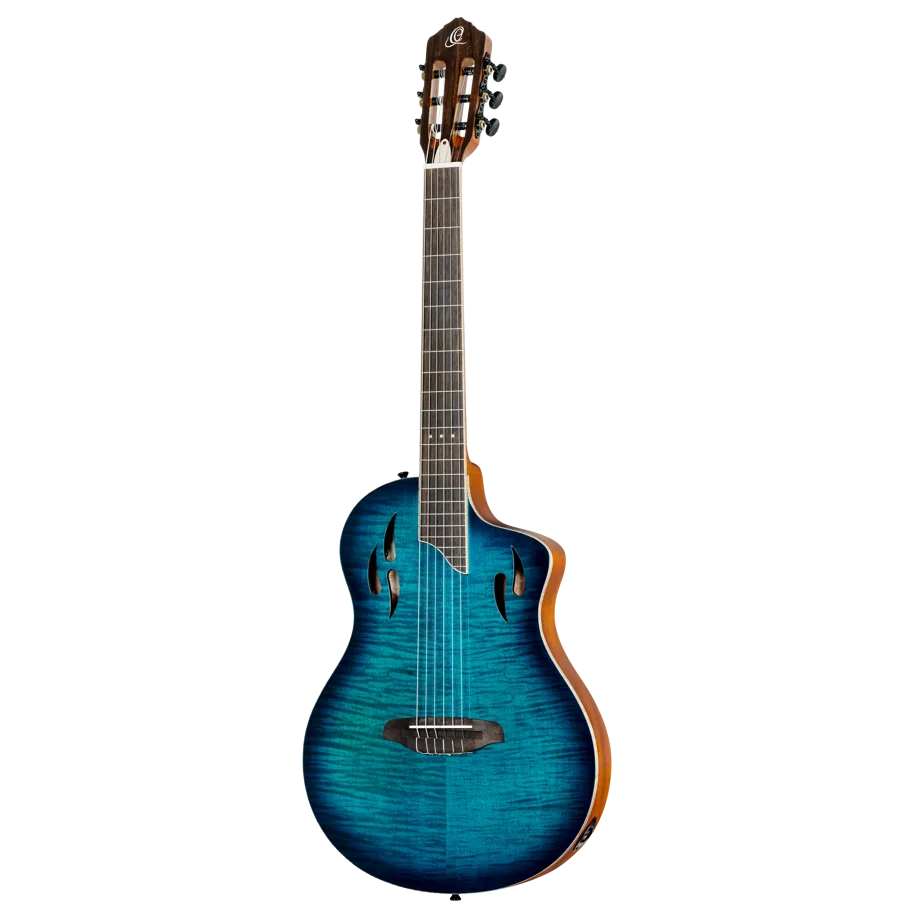 TourPlayer Deluxe Nylon Guitar - Flamed Maple Blue
