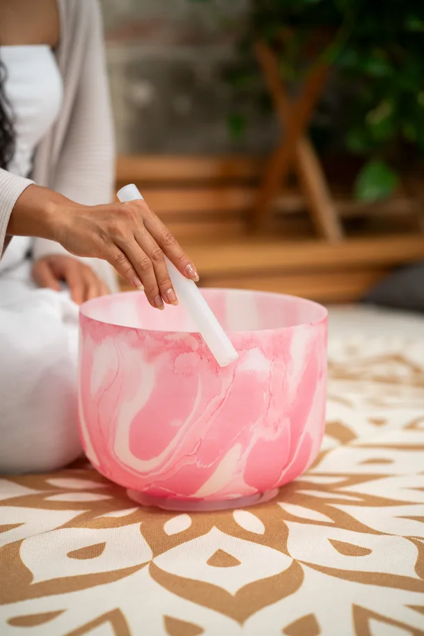 Marble Crystal Singing Bowl 10" - Note C4