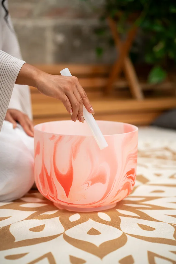 Marble Crystal Singing Bowl 10" - Note D4