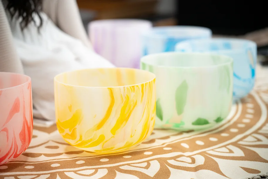 Marble Crystal Singing Bowl Chakra Set